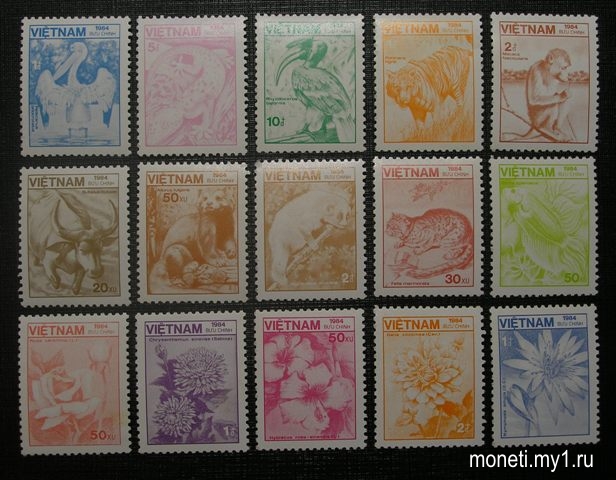 Марки Животные и цветы 1984 (Вьетнам)