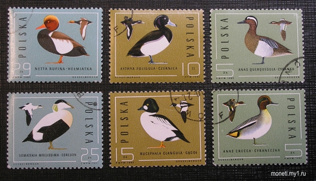 Набор марок Дикие утки 1985 (Польша)