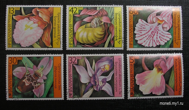 Набор марок Цветы 1986 (Болгария)