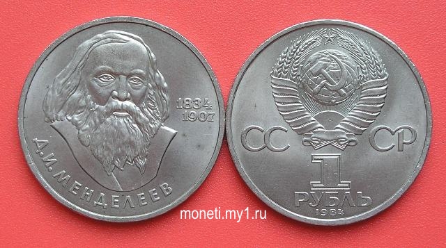1 рубль Д.И.Менделеев.
